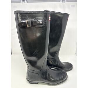 Hunter Black Tall Rain Boots, 9M